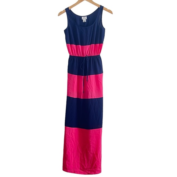 Sweet Storm Dresses & Skirts - Sweet Storm | Navy/Pink striped sleeveless maxi dress sundress size small